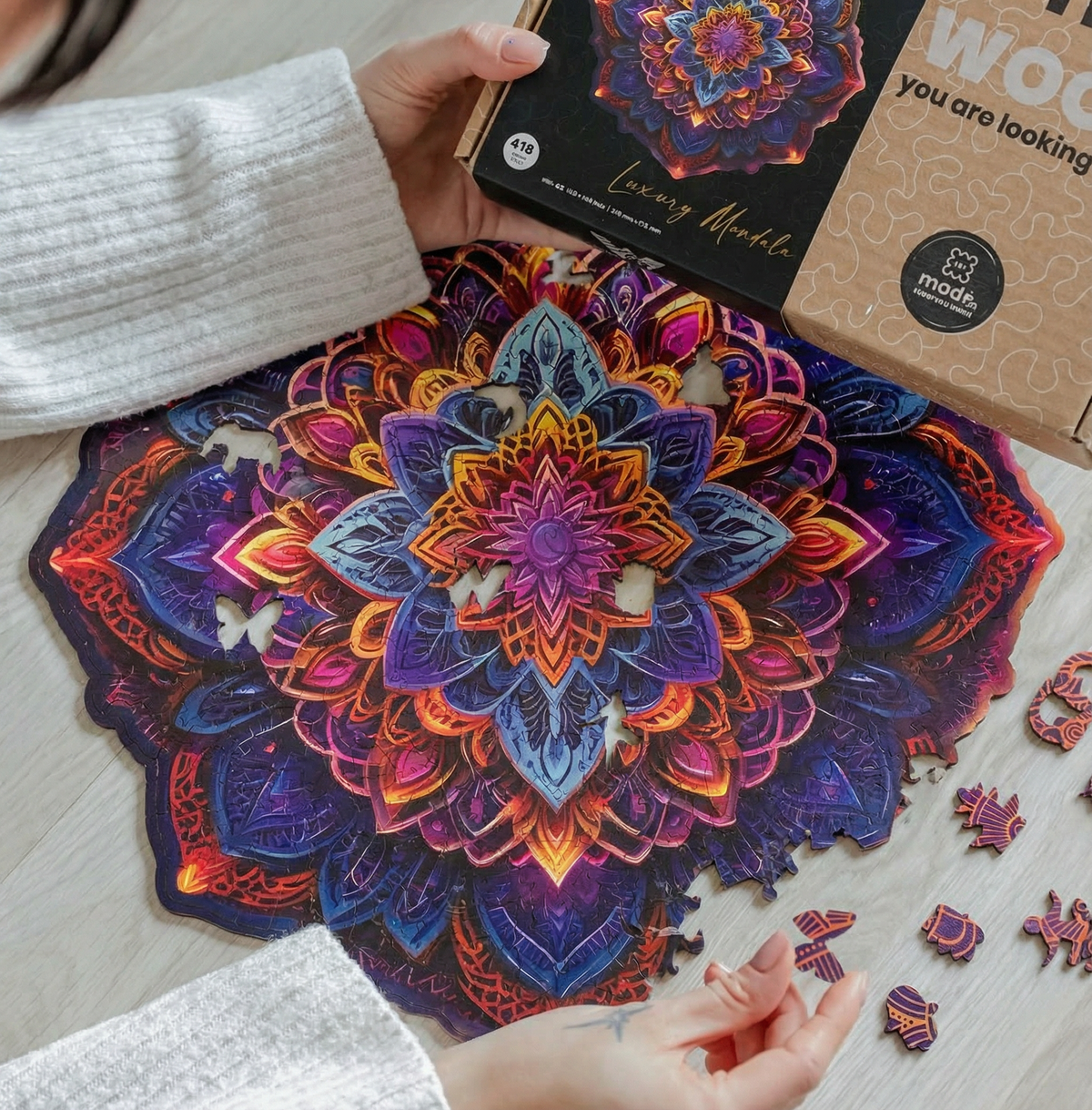 Wielobarwna Mandala | Multicolor Mandala | Puzzle drewniane | WOOD YOU DO